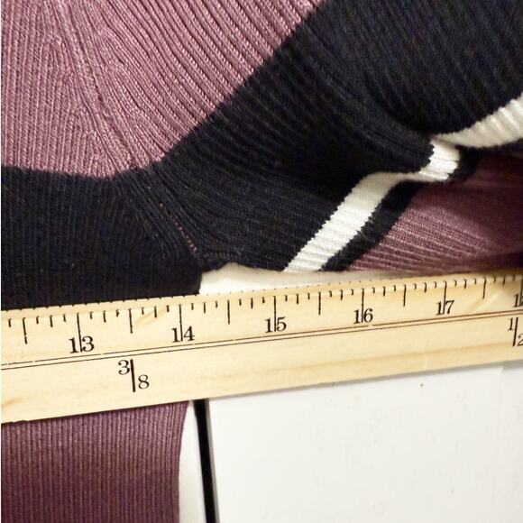 Express Women’s Large Ribbed Striped Turtle Neck Short Sleeve Sweater - Picture 8 of 10